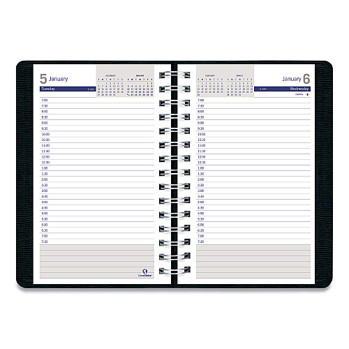 Blueline DuraGlobe Daily Planner, 30-Minute Appointments, 8 x 5, Black Soft Cover, 12-Month (Jan to Dec): 2026 (C21021T)