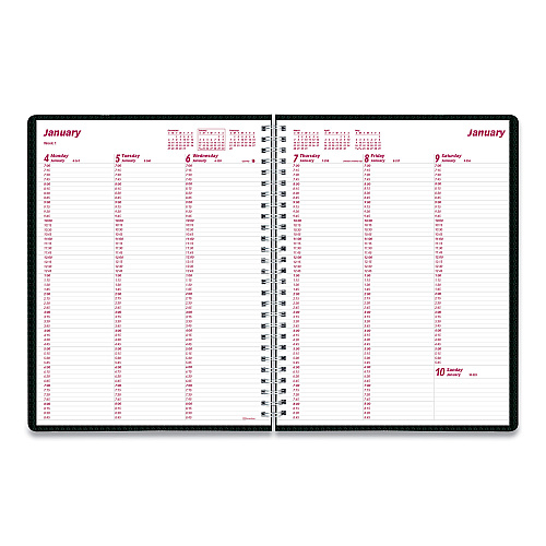 Brownline DuraFlex Weekly Planner, 11 x 8.5, Black Cover, 12-Month (Jan to Dec): 2026 (CB950VBLK)
