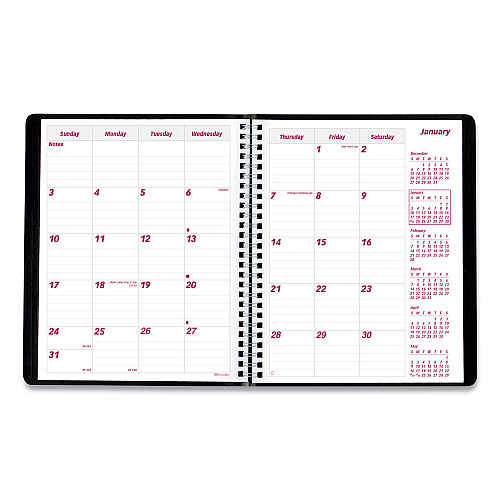 Brownline Essential Collection 14-Month Ruled Monthly Planner, 8.88 x 7.13, Black Cover, 14-Month: Dec 2025 to Jan 2027 (CB1200BLK)
