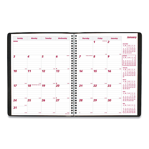 Brownline Essential Collection 14-Month Ruled Monthly Planner, 11 x 8.5, Black Cover, 14-Month: Dec 2025 to Jan 2027 (CB1262BLK)
