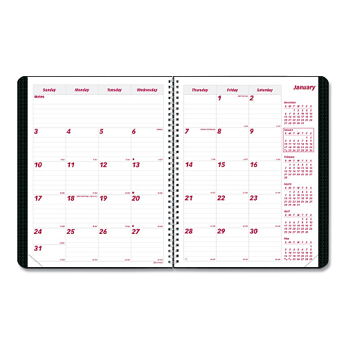 Brownline DuraFlex 14-Month Planner, 11 x 8.5, Black Cover, 14-Month: Dec 2025 to Jan 2027 (CB1262VBLK)