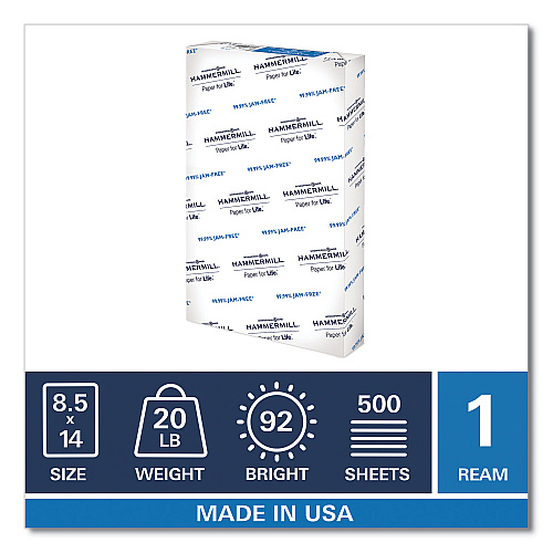 Hammermill Copy Plus Print Paper, 92 Bright, 20 lb Bond Weight, 8.5 x 14, White, 500/Ream (105015)