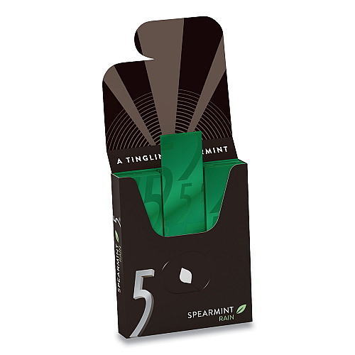 Wrigley's 5 Gum, Spearmint Rain, 15 Sticks/Pack, 10 Packs/Box (WMW51404)