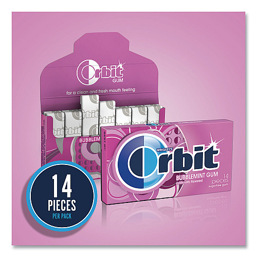 Orbit Sugar-Free Chewing Gum, Bubblemint, 12/Box (WMW21489)