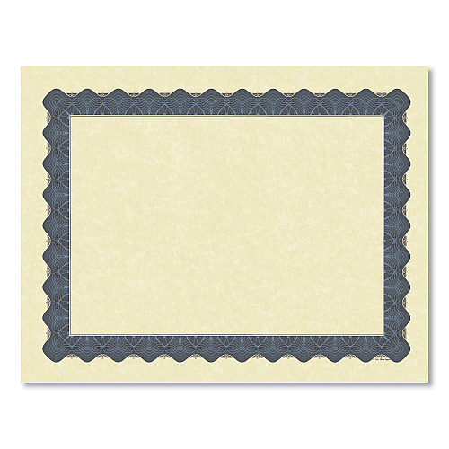 Great Papers! Metallic Border Certificates, 11 x 8.5, Ivory/Blue with Blue Border, 100/Pack (934400)