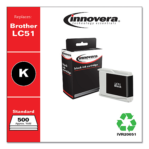 Innovera Remanufactured Black Ink, Replacement for LC51BK, 500 Page-Yield (IVR20051)