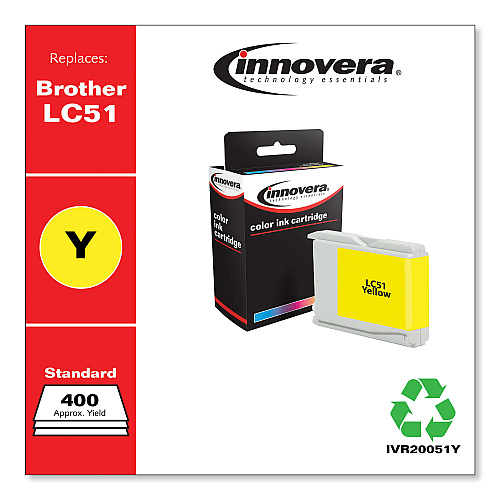 Innovera Remanufactured Yellow Ink, Replacement for LC51Y, 400 Page-Yield (IVR20051Y)