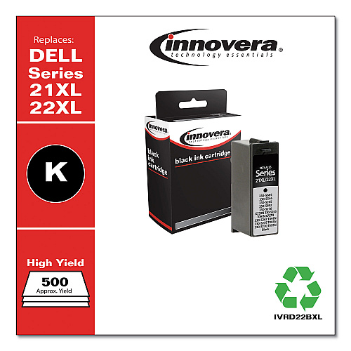 Innovera Remanufactured Black High-Yield Ink, Replacement for 21XL/22XL (330-5885), 500 Page-Yield (IVRD22BXL)