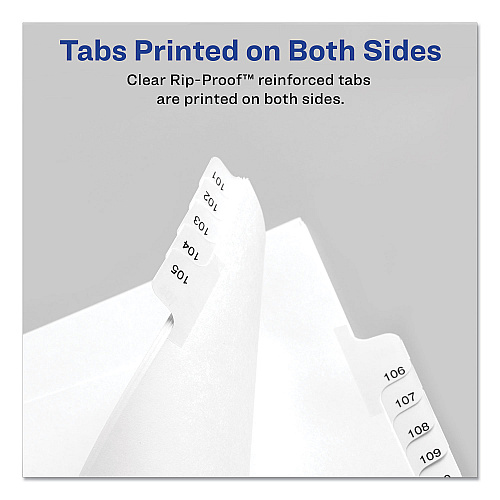 Avery Preprinted Legal Exhibit Side Tab Index Dividers, Allstate Style, 10-Tab, 5, 11 x 8.5, White, 25/Pack (82203)