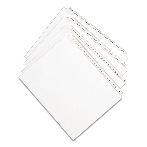 Avery Preprinted Legal Exhibit Side Tab Index Dividers, Allstate Style, 10-Tab, 5, 11 x 8.5, White, 25/Pack (82203)