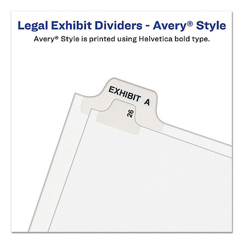 Preprinted Legal Exhibit Side Tab Index Dividers, Avery Style, 11-Tab, 1 to 10, 11 x 8.5, White, 1 Set (11381)