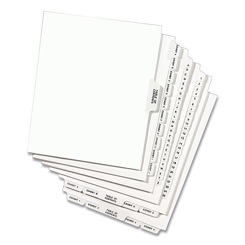 Preprinted Legal Exhibit Side Tab Index Dividers, Avery Style, 25-Tab, 26 to 50, 11 x 8.5, White, 1 Set, (1331) (01331)