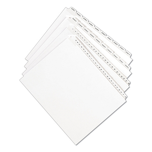 Avery Preprinted Legal Exhibit Side Tab Index Dividers, Allstate Style, 10-Tab, 4, 11 x 8.5, White, 25/Pack (82202)