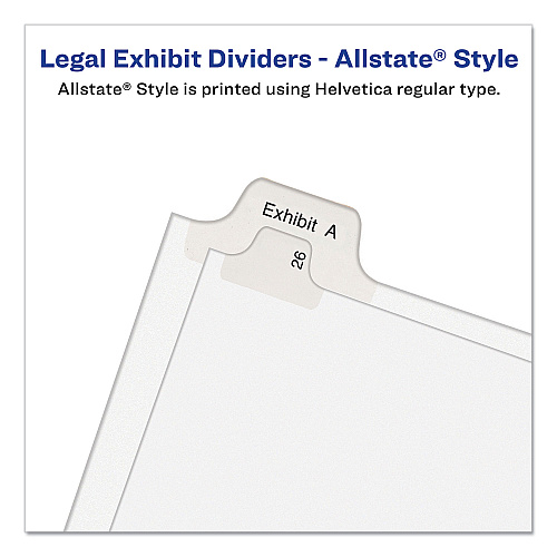 Avery Preprinted Legal Exhibit Side Tab Index Dividers, Allstate Style, 25-Tab, 126 to 150, 11 x 8.5, White, 1 Set, (1706) (01706)