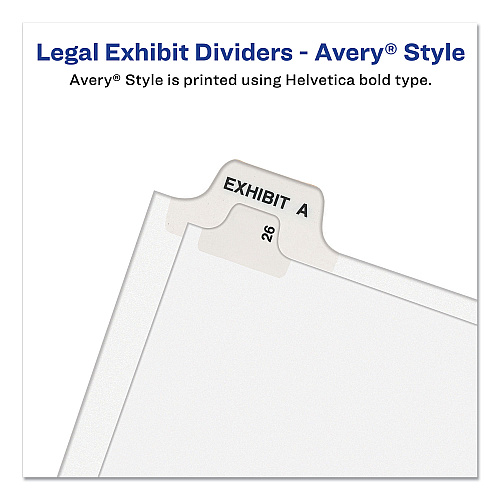 Preprinted Legal Exhibit Side Tab Index Dividers, Avery Style, 26-Tab, 76 to 100, 11 x 8.5, White, 1 Set (11397)