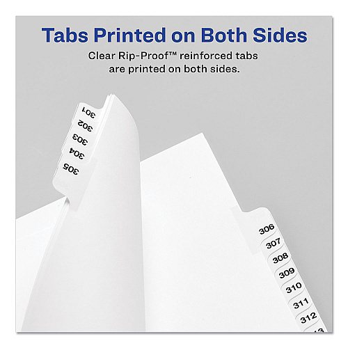 Preprinted Legal Exhibit Side Tab Index Dividers, Avery Style, 25-Tab, 1 to 25, 11 x 8.5, White, 1 Set (11370)
