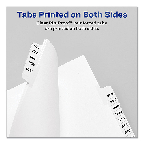 Preprinted Legal Exhibit Side Tab Index Dividers, Avery Style, 26-Tab, B, 11 x 8.5, White, 25/Pack, (1402) (01402)
