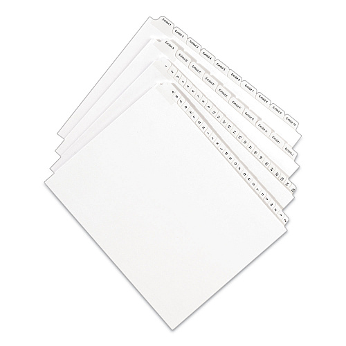 Avery Preprinted Legal Exhibit Side Tab Index Dividers, Allstate Style, 25-Tab, Exhibit 1 to Exhibit 25, 11 x 8.5, White, 1 Set (82106)