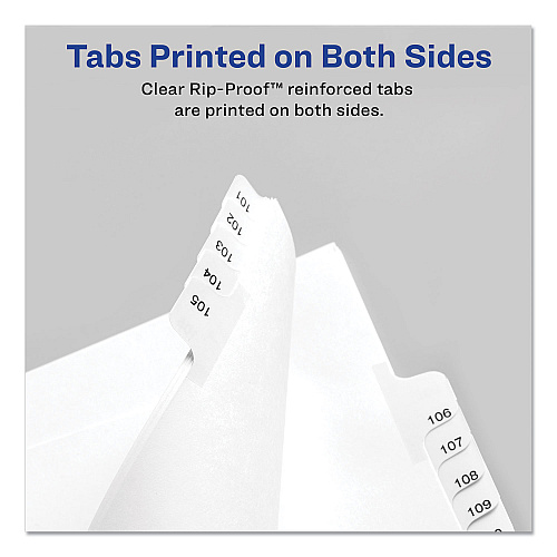 Avery Preprinted Legal Exhibit Side Tab Index Dividers, Allstate Style, 10-Tab, 11, 11 x 8.5, White, 25/Pack (82209)