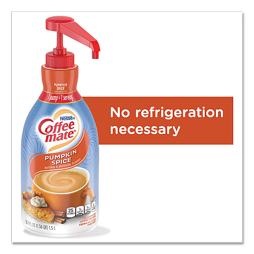 Coffee-mate Liquid Coffee Creamer, Pumpkin Spice, 1.5 L Pump Bottle, 2/Carton (31460CT)