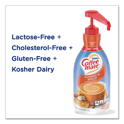 Coffee-mate Liquid Coffee Creamer, Pumpkin Spice, 1.5 L Pump Bottle, 2/Carton (31460CT)