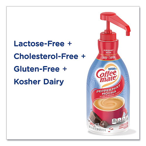 Coffee-mate Liquid Creamer Pump Bottle, Peppermint Mocha, 1.5 L, 2/Carton (29600CT)