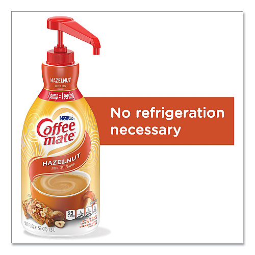 Coffee-mate Liquid Coffee Creamer, Hazelnut, 1.5 Liter Pump Bottle, 2/Carton (31831CT)