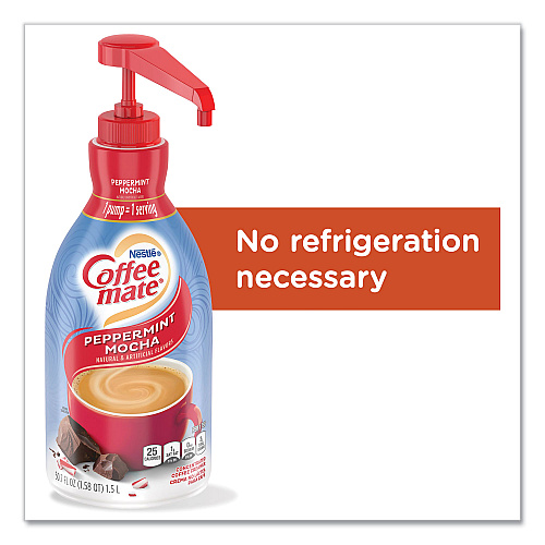 Coffee-mate Liquid Creamer Pump Bottle, Peppermint Mocha, 1.5 L, 2/Carton (29600CT)