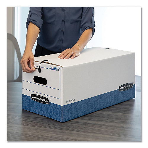 Bankers Box LIBERTY Heavy-Duty Strength Storage Boxes, Legal Files, 15.25" x 24.13" x 10.75", White/Blue, 4/Carton (0001203)