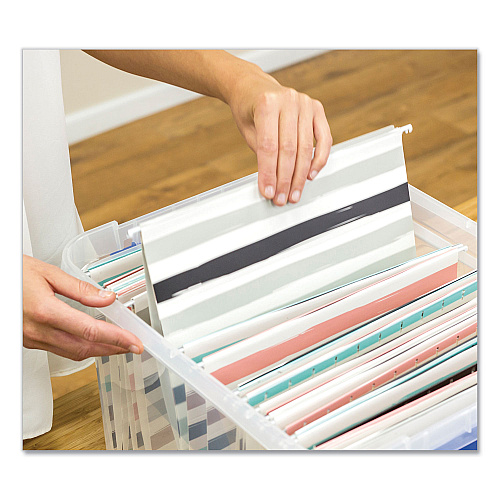 Bankers Box Heavy Duty Plastic File Storage, Letter/Legal Files, 14" x 17.38" x 10.5", Clear/Blue (0086201)