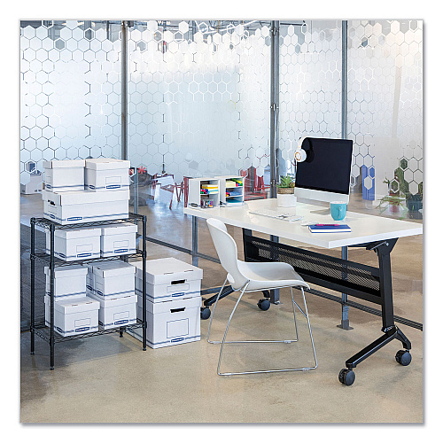 Bankers Box Organizer Storage Boxes, X-Large, 12.75" x 16.5" x 10.5", White/Blue, 12/Carton (4662401)