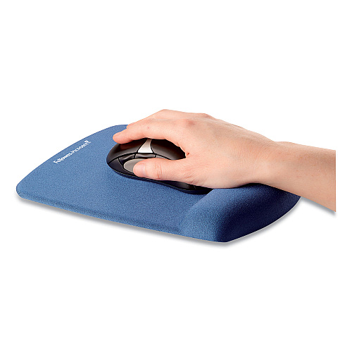 Fellowes PlushTouch Mouse Pad with Wrist Rest, 7.25 x 9.37, Blue (9287301)
