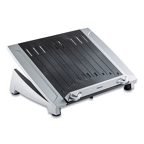 Fellowes Office Suites Laptop Riser Plus, 15.06" x 10.5" x 6.5", Black/Silver, Supports 10 lbs (8036701)