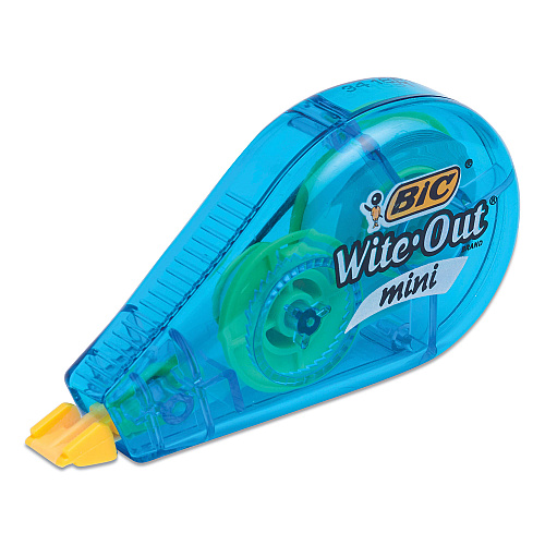 BIC Wite-Out Brand Mini Correction Tape, Non-Refillable, Blue/Purple/Yellow Applicators, 0.2" x 314.4", 3/Pack (WOTMP31WHI)