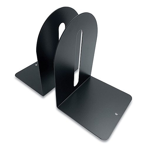 Huron Steel Bookends, Fashion Style, Nonskid Base, 5.5 x 4.75 x 7.25, Black, Pair (HASZ0089)