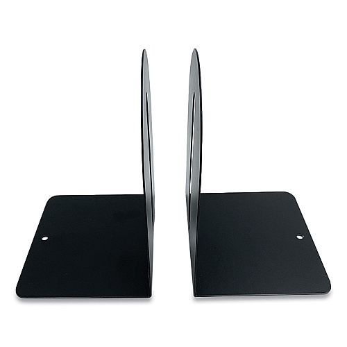 Huron Steel Bookends, Fashion Style, Nonskid Base, 5.5 x 4.75 x 7.25, Black, Pair (HASZ0089)
