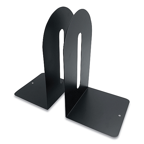 Huron Steel Bookends, Fashion Style, Nonskid Base, 4.75 x 5.5 x 9, Black, Pair (HASZ0091)