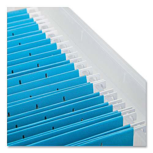 Iris WEATHERTIGHT File Box, Letter/Legal Files, 15.5 x 17.9 x 10.8, Clear/Blue Accents (110601)