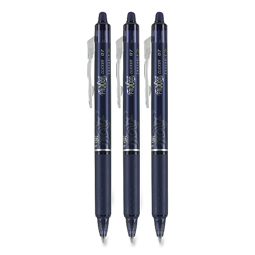Pilot FriXion Clicker Erasable Gel Pen, Retractable, Fine 0.7 mm, Navy Ink, Navy Barrel, 3/Pack (31468)