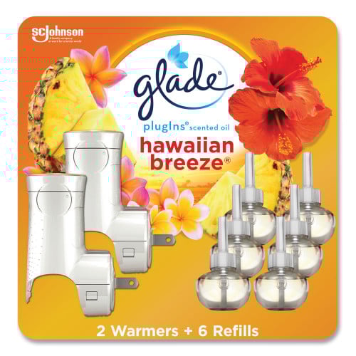 Glade Plugin Scented Oil, Hawaiian Breeze, 0.67 oz, 2 Warmers and 6