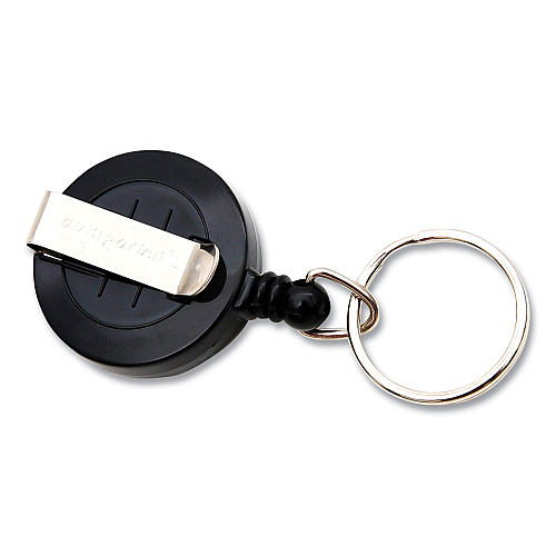 SICURIX ID Slide-Style Belt Clip Card Reels, 30" Extension, Round, Black (BAU68874)