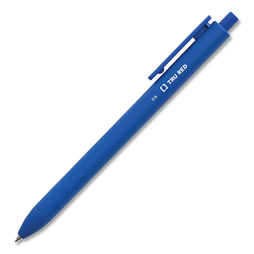 TRU RED Quick Dry Gel Pen, Retractable, Fine 0.5 mm, Blue Ink, Blue Barrel, 5/Pack (24377040)