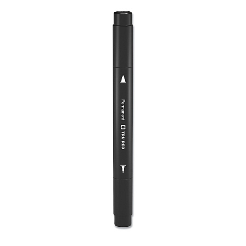TRU RED Permanent Marker, Pen-Style Twin-Tip, Extra-Fine/Fine Bullet/Needle Tips, Black, 4/Pack (24417735)