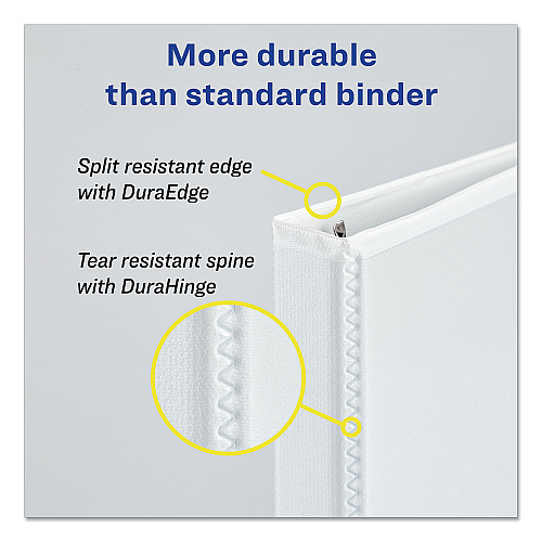Avery Durable View Binder with DuraHinge and EZD Rings, 3 Rings, 2" Capacity, 11 x 8.5, White, (9501) (09501)