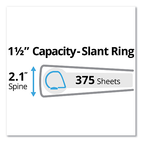 Avery Durable Non-View Binder with DuraHinge and Slant Rings, 3 Rings, 1.5" Capacity, 11 x 8.5, Blue (27351)