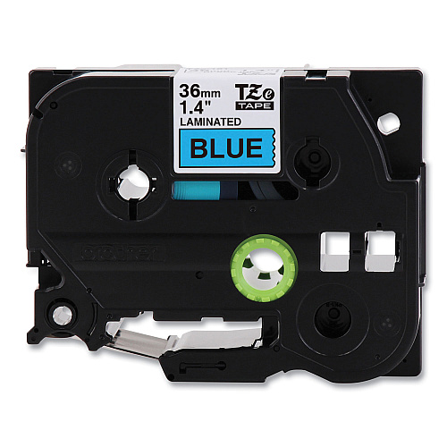 Brother TZe Standard Adhesive Laminated Labeling Tape, 1.4" x 26.2 ft, Black on Blue (TZE561CS)