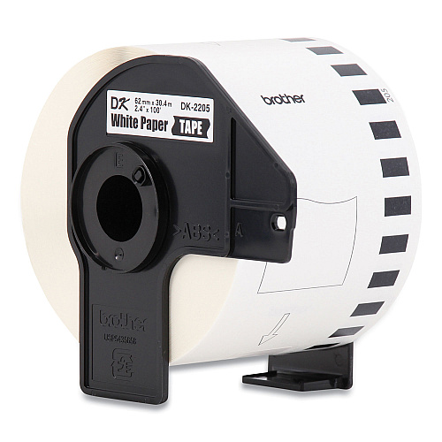 Brother Continuous Paper Label Tape, 2.4" x 100 ft, White, 24 Rolls/Pack (DK220524PK)