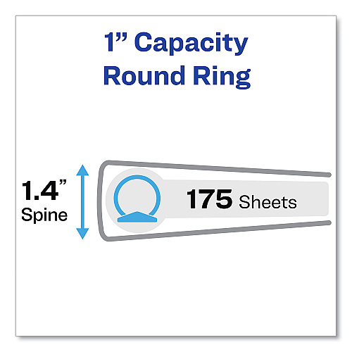 Avery Economy Non-View Binder with Round Rings, 3 Rings, 1" Capacity, 11 x 8.5, Blue, (3300) (03300)