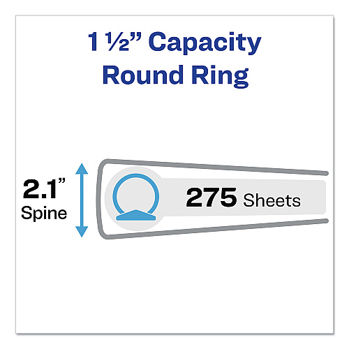 Avery Economy Non-View Binder with Round Rings, 3 Rings, 1.5" Capacity, 11 x 8.5, Black, (4401) (04401)