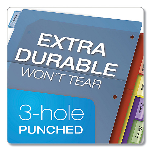 Cardinal Poly 1-Pocket Index Dividers, 8-Tab, 11 x 8.5, Assorted (84017)